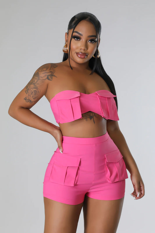 On A Mission Short Set- Pink