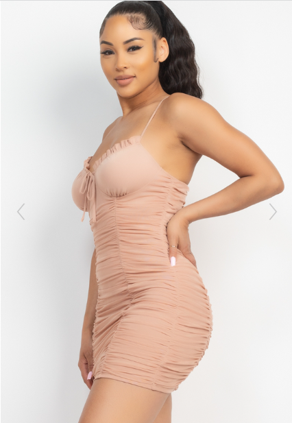 Ruffle Me Bodycon Dress-Nude