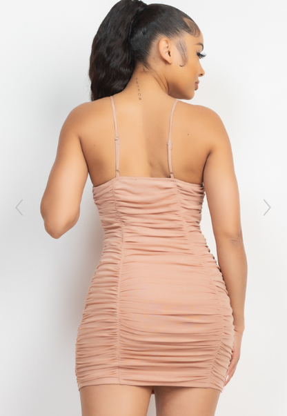 Ruffle Me Bodycon Dress-Nude