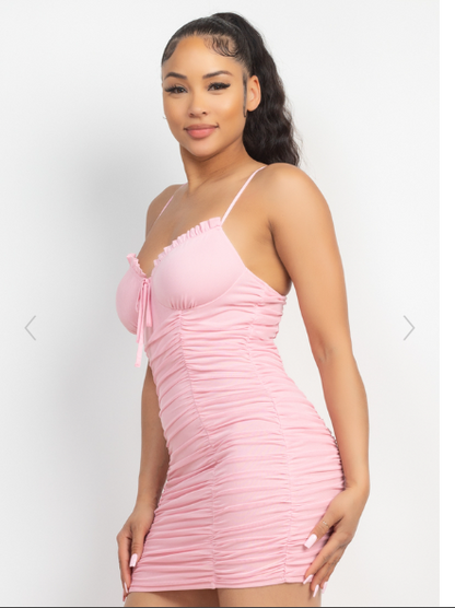 Ruffle Me Bodycon Dress- Pink